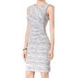 ADRIENNE VITTADINI Light Heathered Gray Ruched Tank Dress Classic